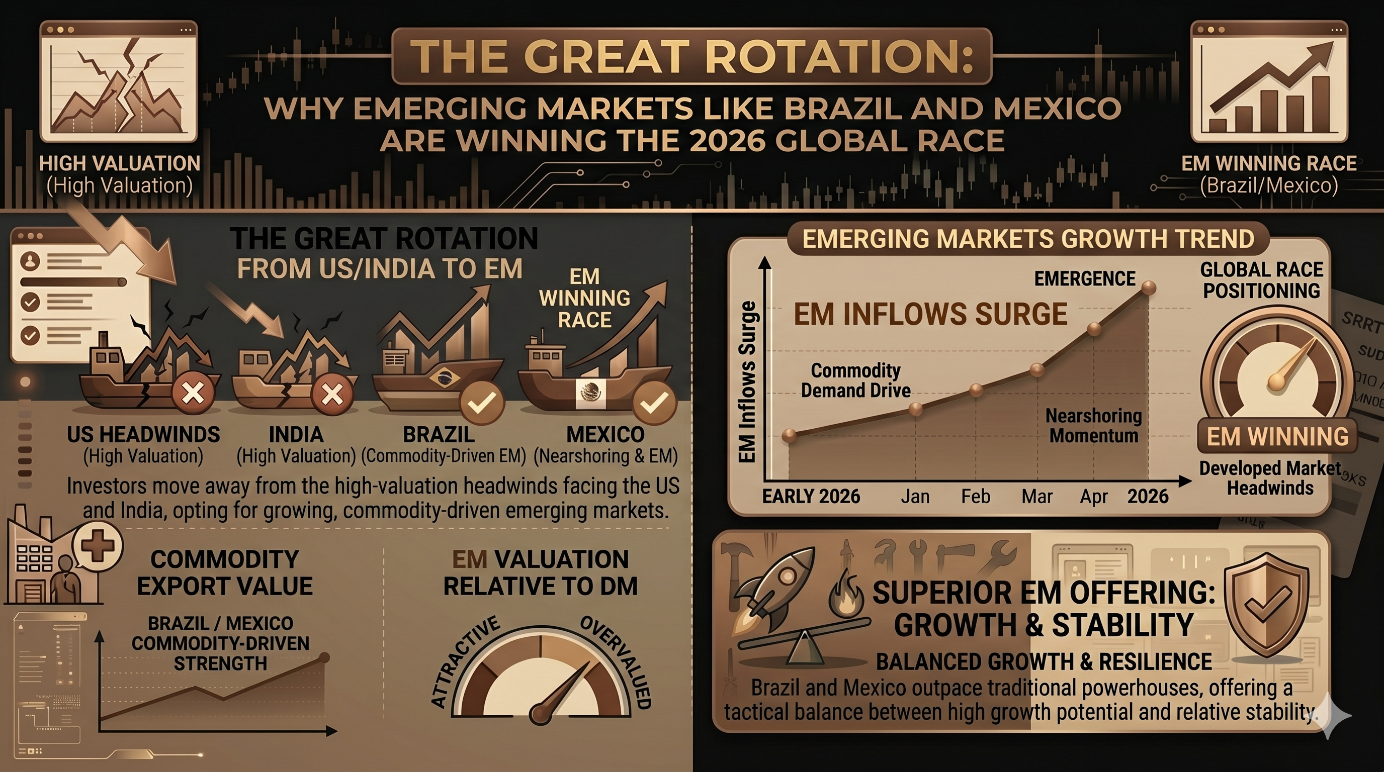 The Great Rotation: Why Emerging Markets Like Brazil and Mexico are Winning the 2026 Global Race