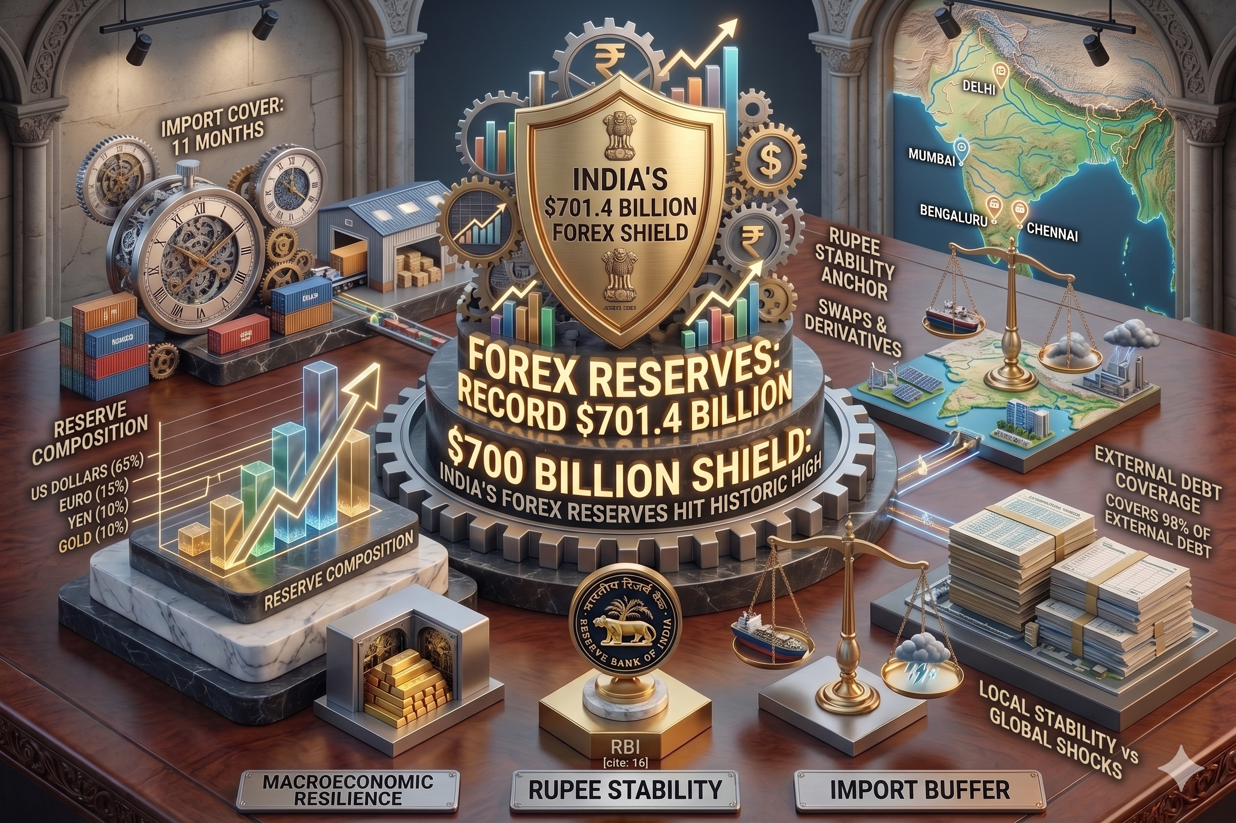 The $700 Billion Shield: India’s Forex Reserves Hit Historic High as Gold and Swaps Anchor Rupee Stability