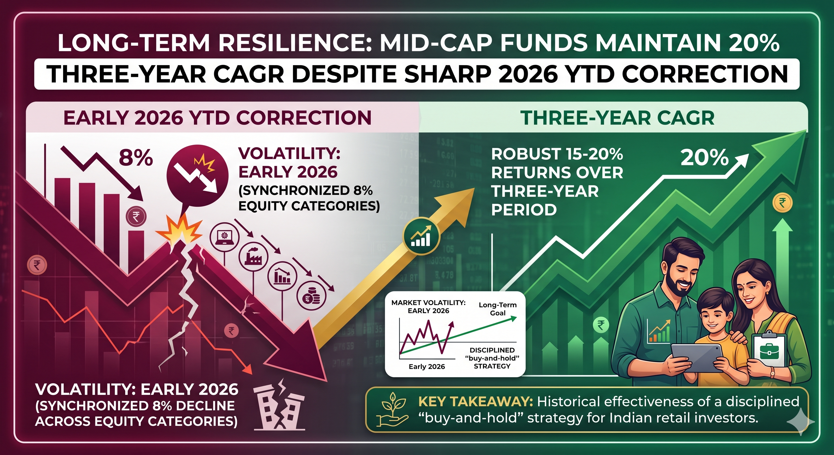 Long-Term Resilience: Mid-Cap Funds Maintain 20% Three-Year CAGR Despite Sharp 2026 YTD Correction