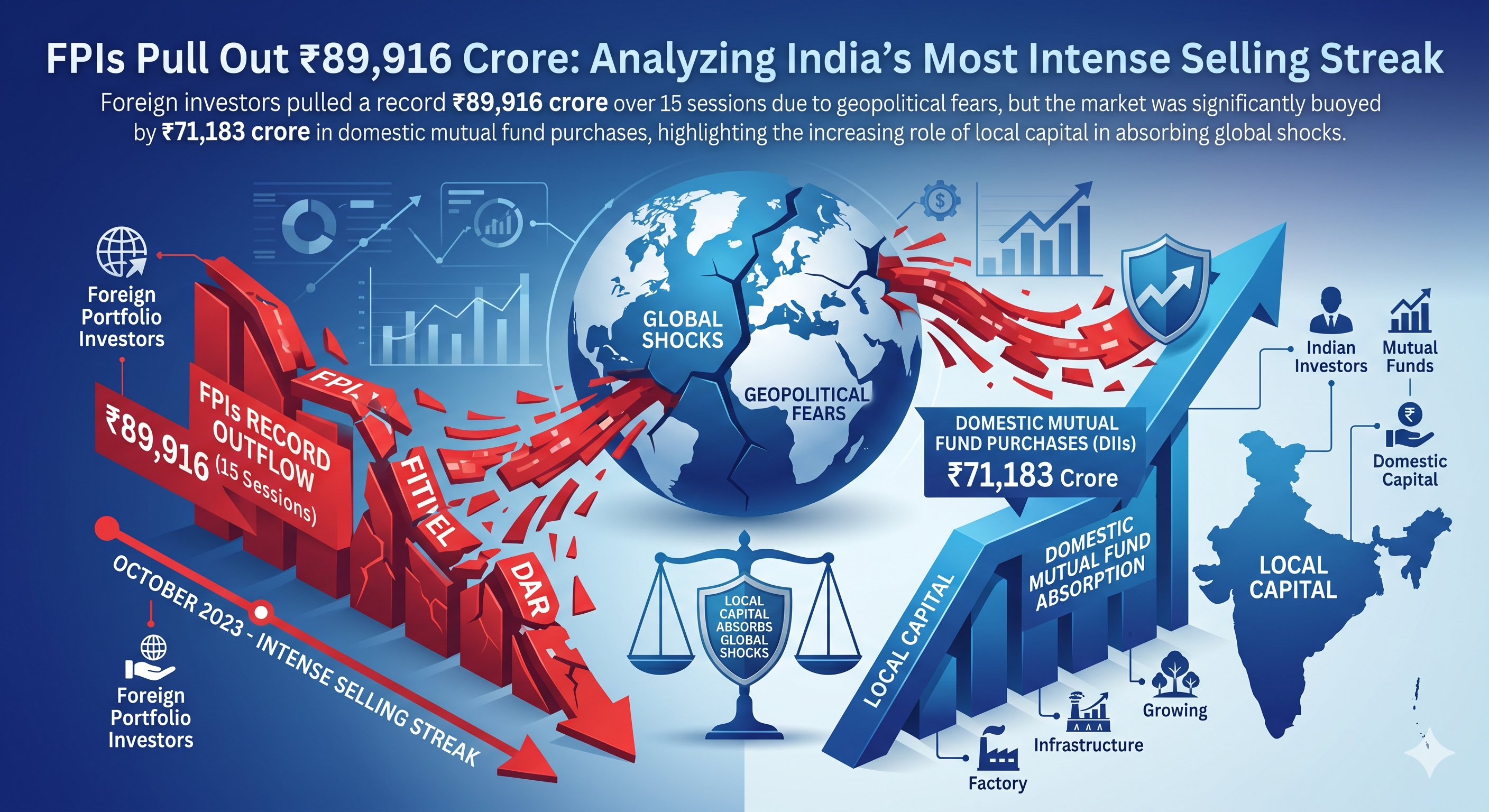FPIs Pull Out ₹89,916 Crore: Analyzing India’s Most Intense Selling Streak