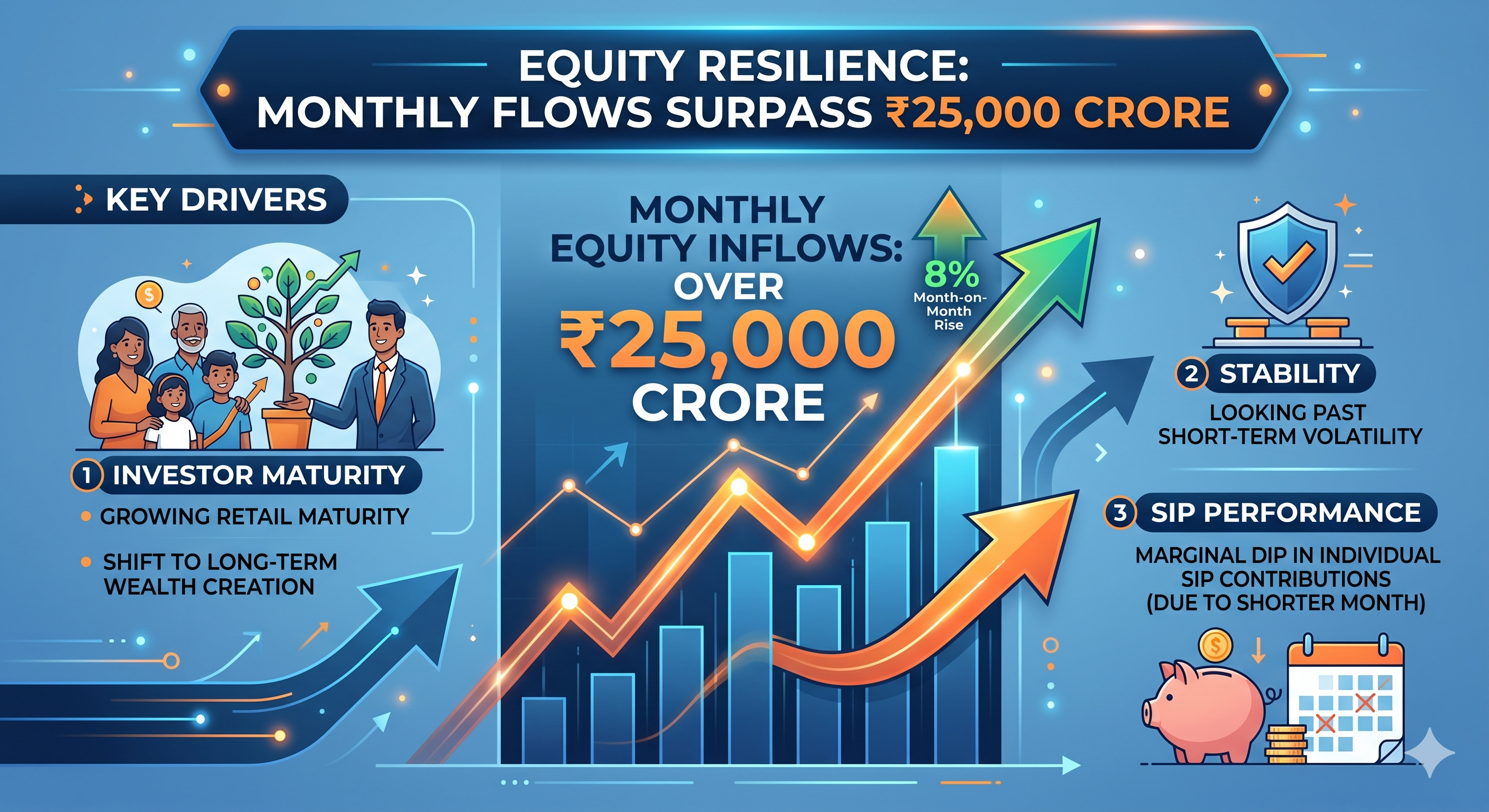 Equity Resilience: Monthly Flows Surpass ₹25,000 Crore as Retail Investors Look Long-Term