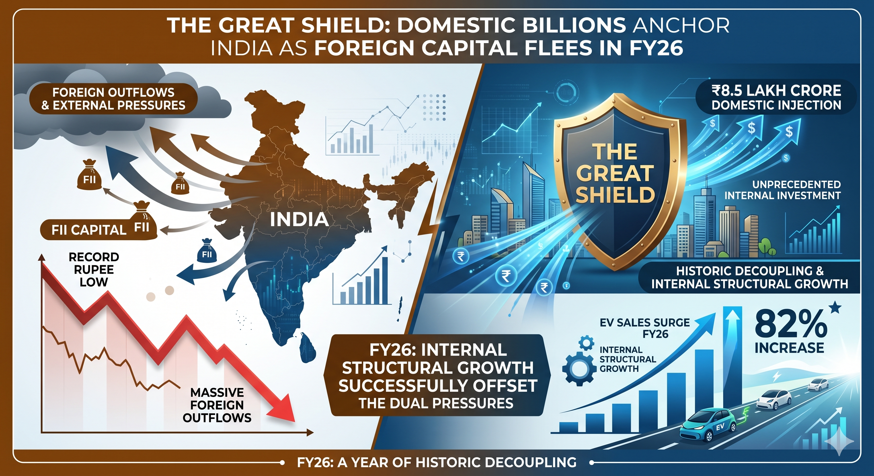 The Great Shield: Domestic Billions Anchor India as Foreign Capital Flees in FY26