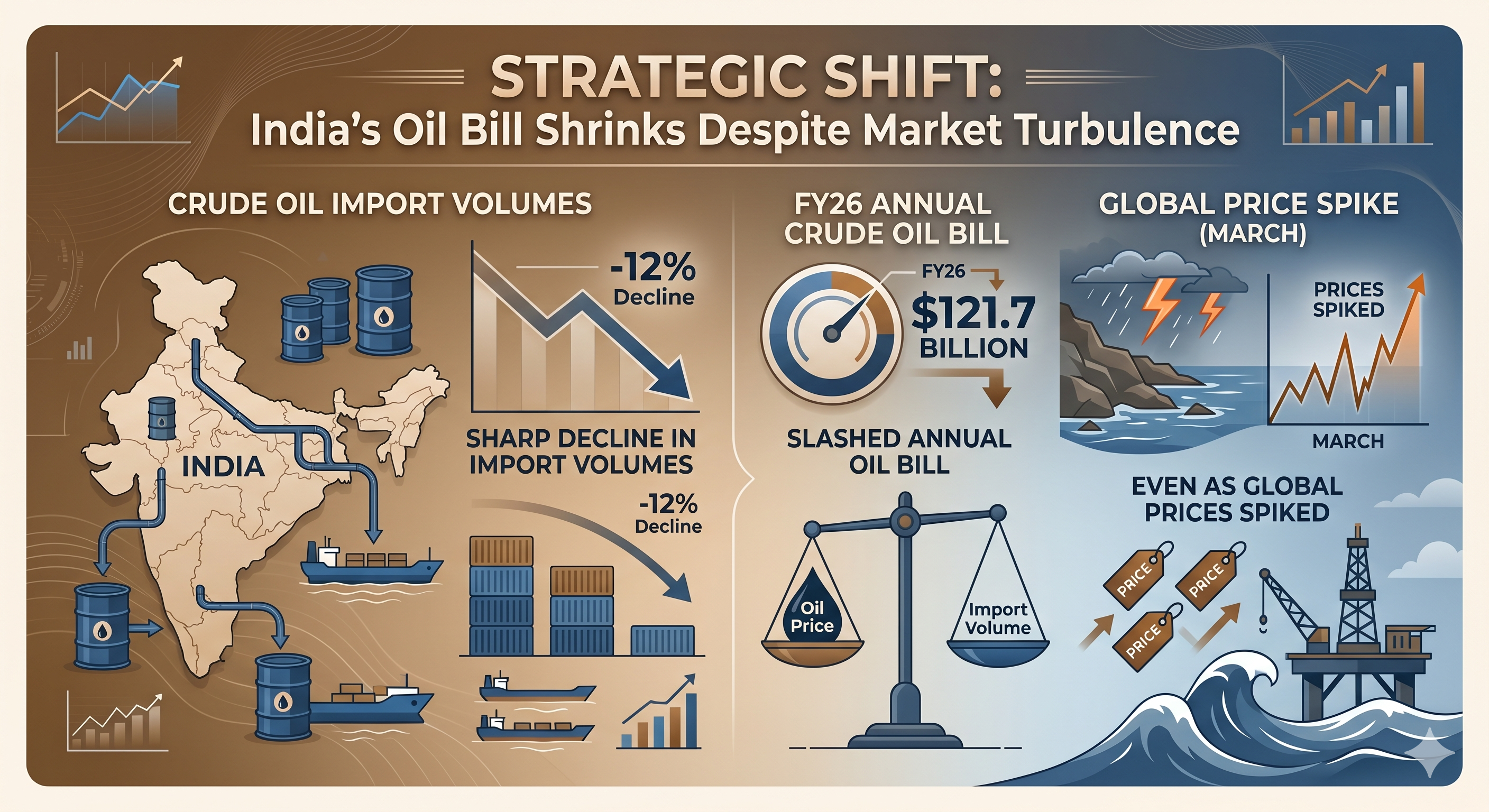 Strategic Shift: India’s Oil Bill Shrinks Despite Market Turbulence