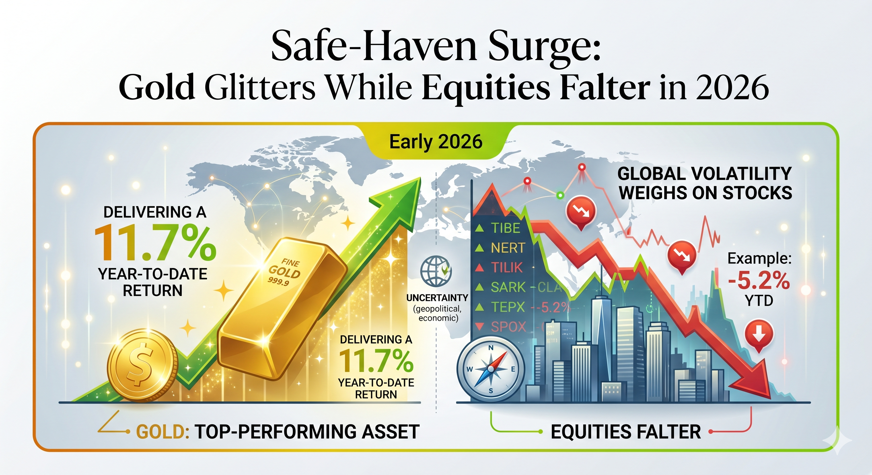 Safe-Haven Surge: Gold Glitters While Equities Falter in 2026