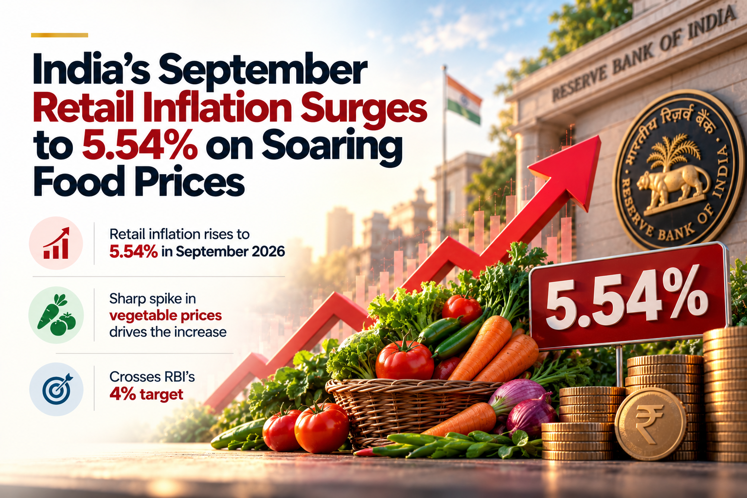 India's September Retail Inflation Surges to 5.54% on Soaring Food Prices