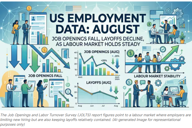 US employment data August: Job openings fall, layoffs decline as labour market holds steady