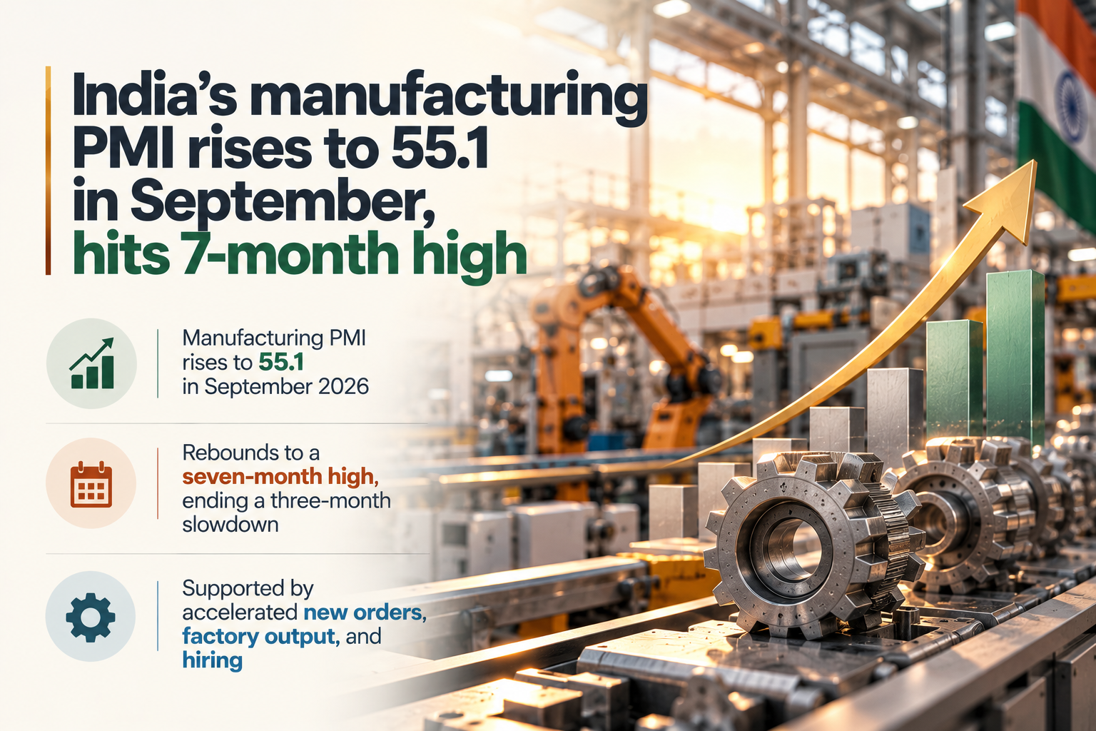 India's manufacturing PMI rises to 55.1 in September, hits 7-month high